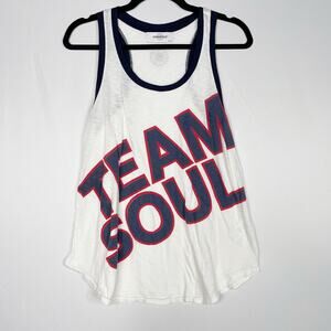 SoulCycle Womens Medium M White Team Soul Graphic Tank Top Scoop Neck Racerback